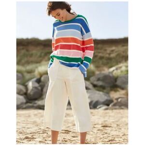 Joules Uma Milano Stitch 100% Cotton Happy Rainbow Multi-Stripe Sweater 10